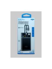 Acl Şeffaf Göstergeli 10000MAH Lightning ve Type-C Kablolu Hızlı Şarj Powerbank