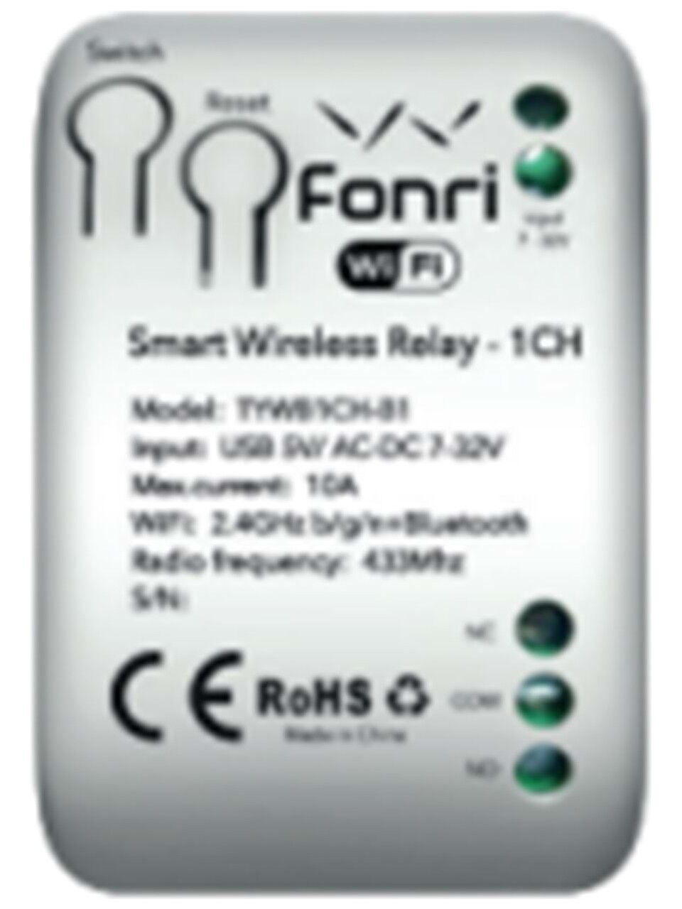 Fonrı Akıllı Wi-Fi Tekli Röle - 1ch TYWB1CH-B1 ( Tek Başına Kullanılabilir)