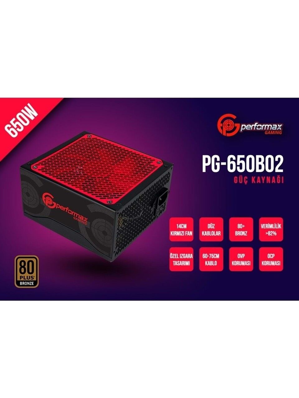 Performax PG-650B02 650W 80+ Bronze 14 CM PSU Güç Kaynağı
