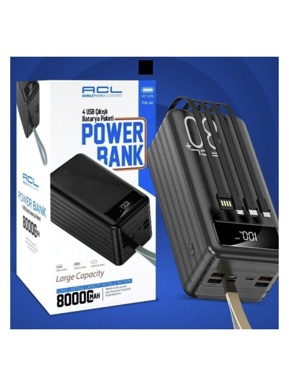 ACL PW-46 80000 mAh Lightning Kablolu Hızlı Şarj Özellikli Powerbank