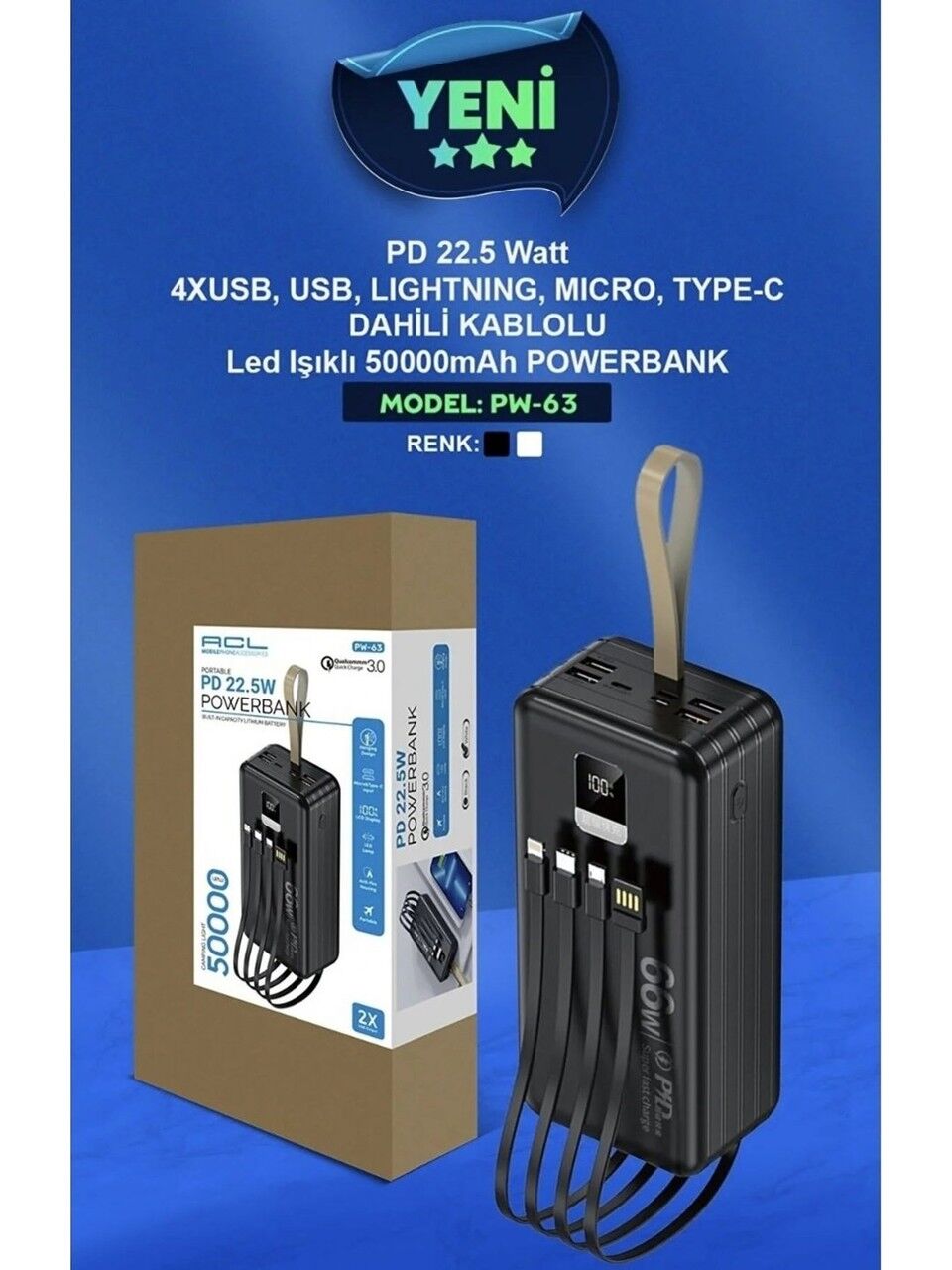 Acl Pw-63 50.000 Mah Taşınabilir Batarya Şarj Aleti