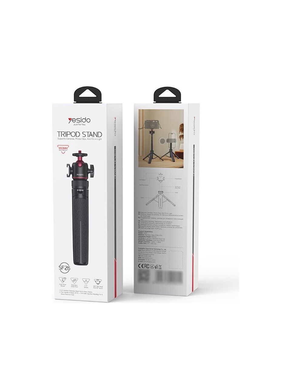 Yesido SF26 5 Bölümlü Uzatılabilir Küresel Başlı Gimbal Katlanır Tripod Standı