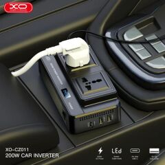 Xo 200W Universal Priz Araç İçi Çakmaklık Girişli inverter Dönüştürücü