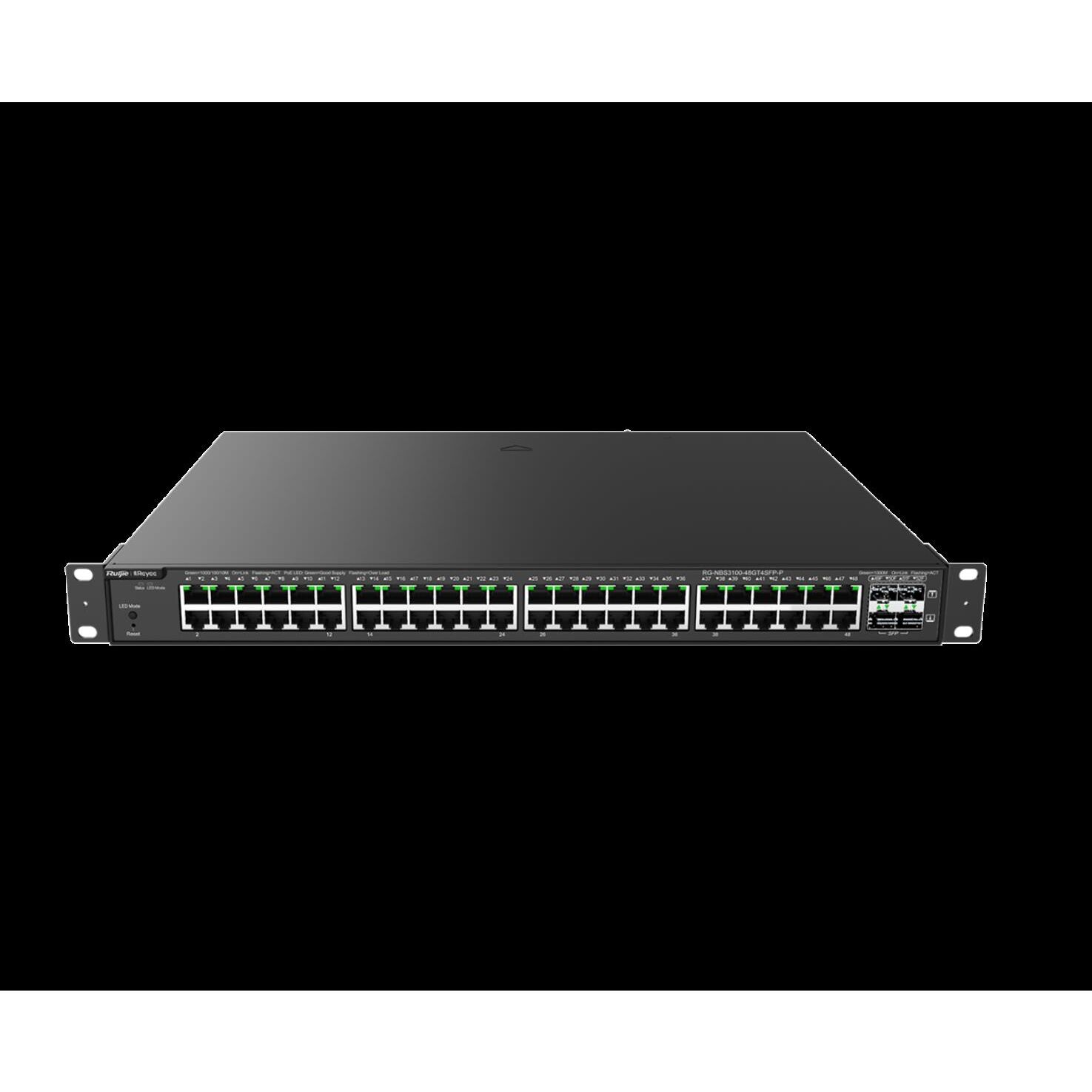 Ruijie 48 Port Gigabit Cloud Yönetilebilir PoE Switch (370W) 4xSFP