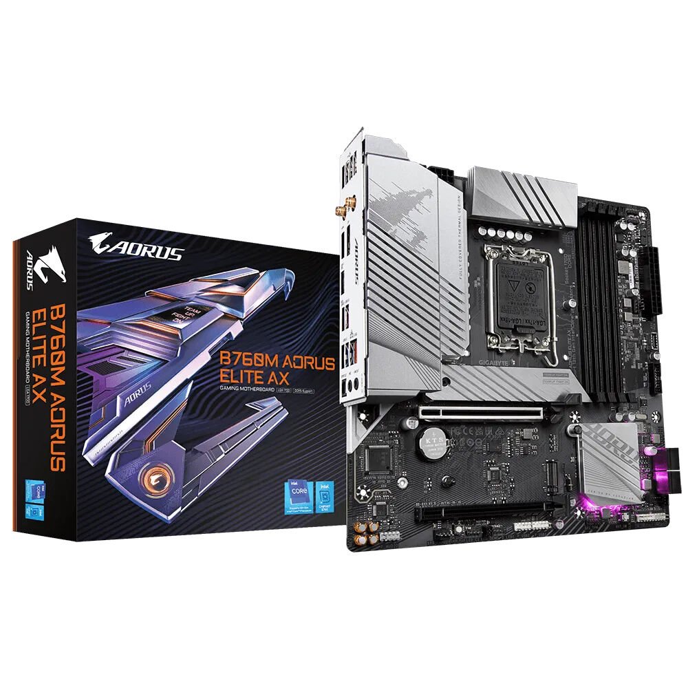 GIGABYTE B760M-AORUS-ELITE-AX 4xDDR5 HDMI/DP 2xM.2 1xGLAN 1700P ANAKART