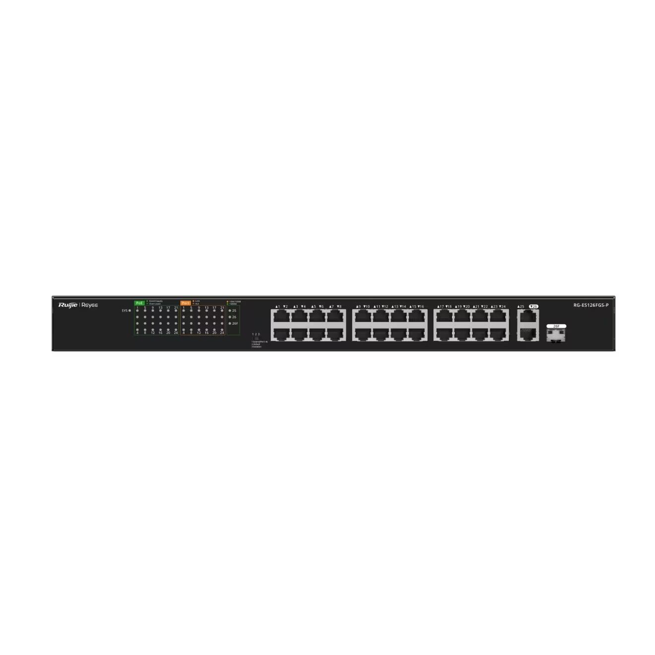 Ruijie Reyee RG-ES126FGS-P 24 Port PoE Switch - 370W - 2 Uplink + 1 SFP