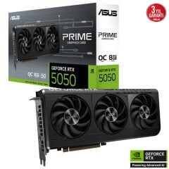 ASUS PRIME-RTX5050-O8G RTX5050 8GB GDDR6-128bit-2707MHz-OC-HDMI-3xDP-DLSS4 EKRAN KARTI