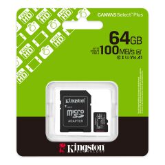Kingston Canvas Select Plus 64GB MicroSDXC - 100MB/s Class 10 - SDCS2/64GB